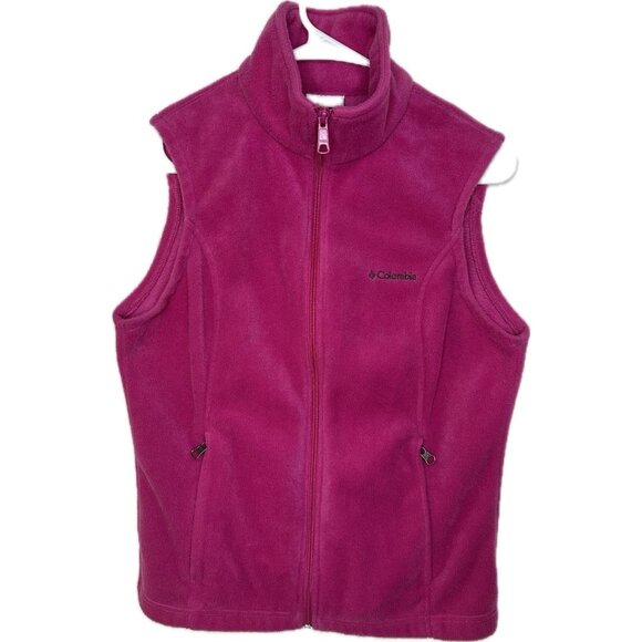 Columbia Benton Springs Fleece Full Zip Vest Outdoor Hike Pink Women's Size M - Picture 2 of 9